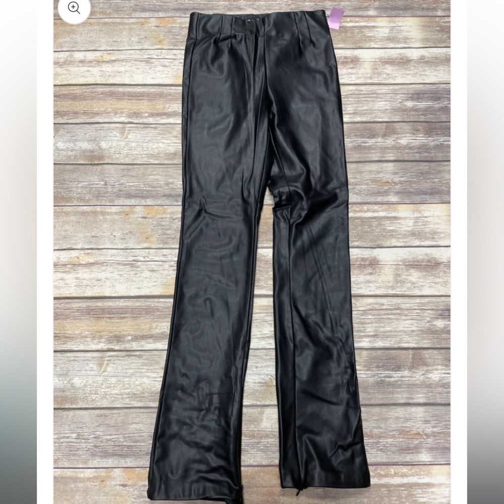 Black Faux Leather Pants Zara L zipper bootcut straight spring pants classic